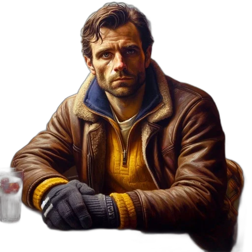 jacket, concept art, photorealistic, oil painting, comic book art, snow, fire, outer space transparent PNG cut-out