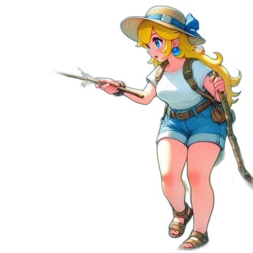 staff, weapon, hat, dress, concept art, pixel art, 3d render, anime transparent PNG cut-out