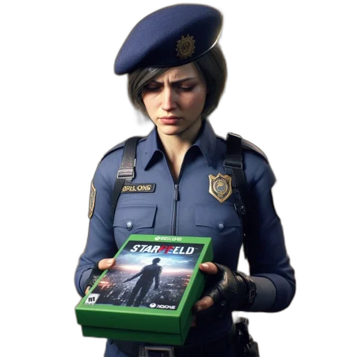 weapon, face, concept art, photorealistic, 3d render, police, officer, festive transparent PNG cut-out