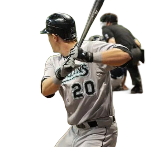 3d render, photorealistic, baseball, player, gray, uniform, number, holding transparent PNG cut-out