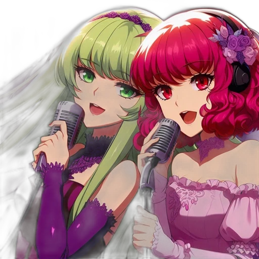 anime, vaporwave, pixel art, cartoon, green, two, animated, females transparent PNG cut-out