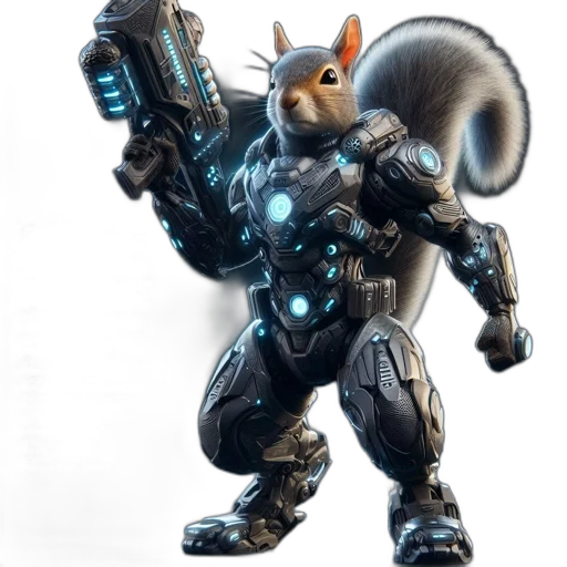 animal, robot, weapon, staff, concept art, 3d render, fantasy art, comic book art transparent PNG cut-out
