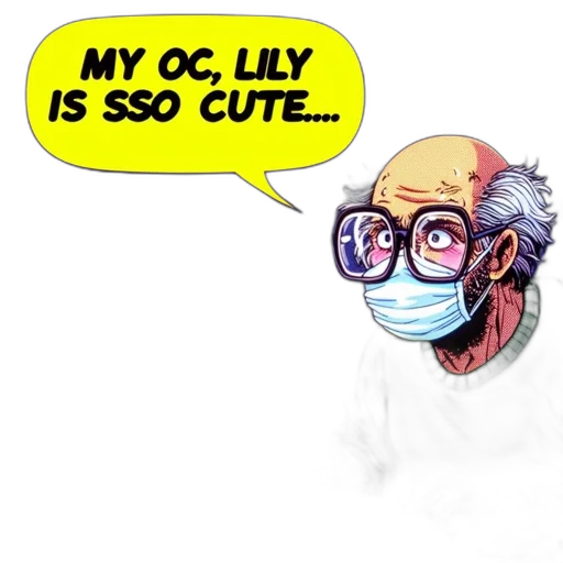 comic book art, cartoon, concept art, elderly, man, sporting, large, glasses transparent PNG cut-out