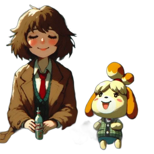 staff, weapon, animal, pixel art, watercolor, concept art, anime, golden transparent PNG cut-out