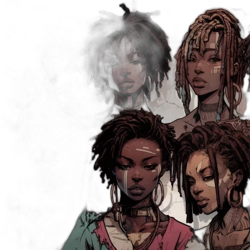 comic book art, concept art, fantasy art, earth tones, dark, array, diverse, female transparent PNG cut-out