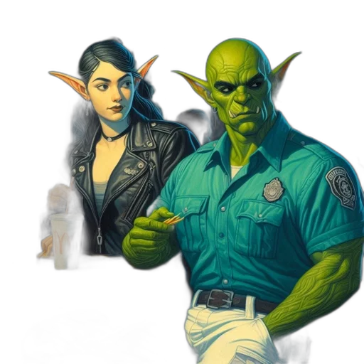 jacket, staff, concept art, comic book art, fantasy art, photorealistic, outer space, green transparent PNG cut-out