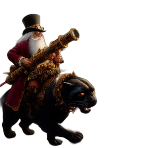 staff, hat, animal, 3d render, concept art, fantasy art, unusual, scene transparent PNG cut-out