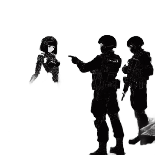 weapon, robot, staff, mask, concept art, pixel art, comic book art, anime transparent PNG cut-out