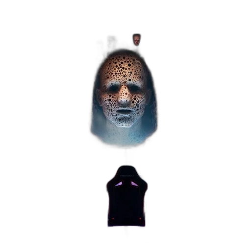mask, face, jacket, jewelry, concept art, 3d render, pixel art, photorealistic transparent PNG cut-out