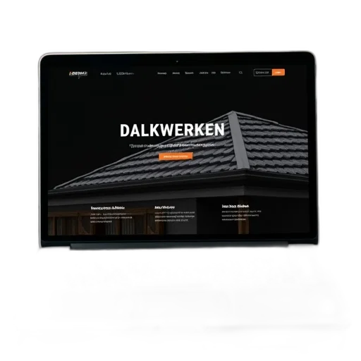 building, 3d render, dark, laptop, displaying, website, black, background transparent PNG cut-out
