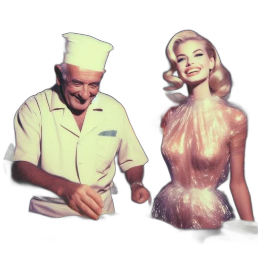 dress, food, staff, concept art, photorealistic, 3d render, neon lights, older transparent PNG cut-out