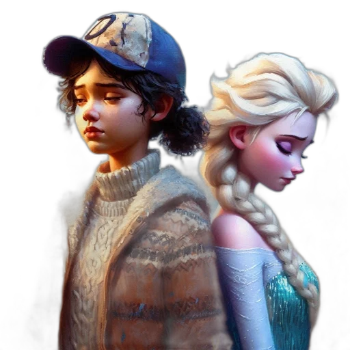 concept art, fantasy art, comic book art, photorealistic, snow, fire, blue, pastel transparent PNG cut-out