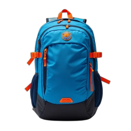 jacket, 3d render, blue, orange, backpack, black, bottom, section transparent PNG cut-out