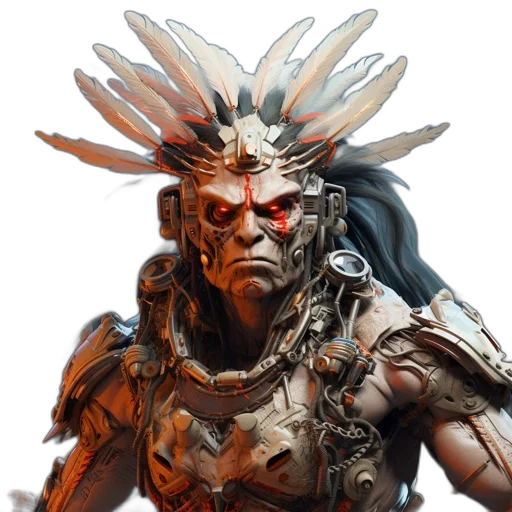 face, mask, concept art, fantasy art, 3d render, comic book art, cybernetic, humanoid transparent PNG cut-out