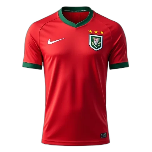 red, white, nike, soccer, jersey, green, collar, crest transparent PNG cut-out