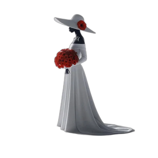 dress, hat, flower, crown, 3d render, concept art, fantasy art, pixel art transparent PNG cut-out
