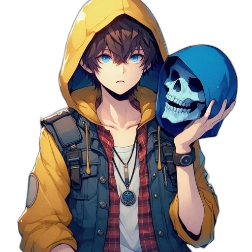 jacket, mask, face, weapon, anime, pixel art, fantasy art, concept art transparent PNG cut-out