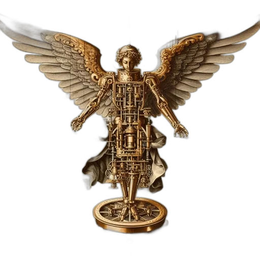 jewelry, sword, staff, crown, 3d render, elaborate, mechanized, angelic transparent PNG cut-out