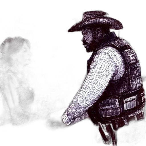 jacket, weapon, staff, hat, concept art, watercolor, photorealistic, pencil sketch transparent PNG cut-out