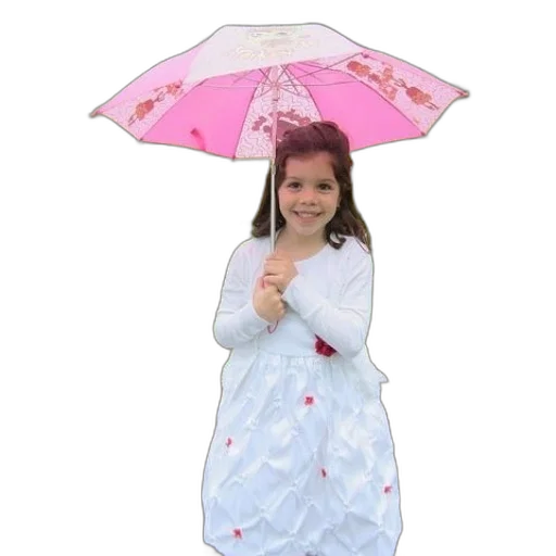umbrella, dress, 3d render, photorealistic, rain, young, girl, white transparent PNG cut-out