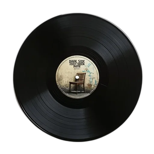 3d render, vinyl, record, black, label, textured, surface, displayed transparent PNG cut-out