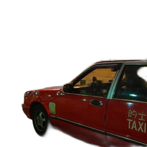 car, 3d render, photorealistic, concept art, vaporwave, red, taxi, parked transparent PNG cut-out