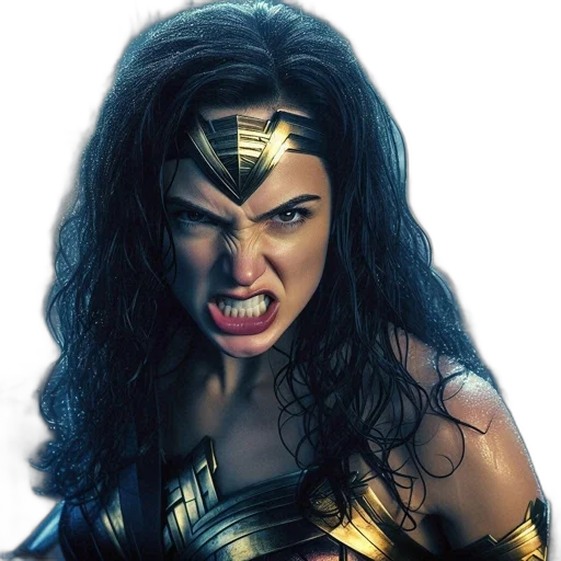 comic book art, photorealistic, concept art, fantasy art, woman, golden, red, costume transparent PNG cut-out