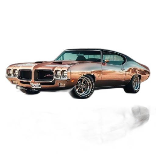car, photorealistic, 3d render, vintage, muscle, parked, beach, during transparent PNG cut-out