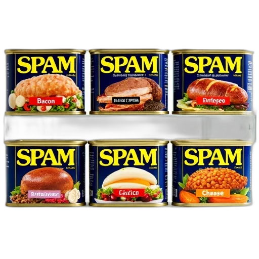 food, collection, six, different, spam, cans, each, unique transparent PNG cut-out