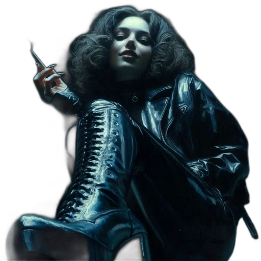 jacket, hair, cyberpunk, concept art, comic book art, photorealistic, intensely, lit transparent PNG cut-out