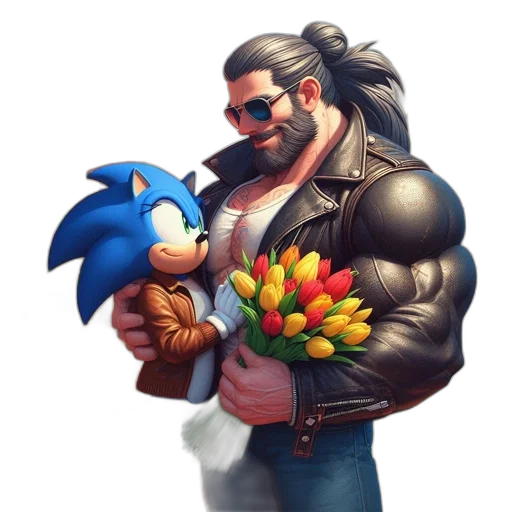 flower, jacket, concept art, pixel art, fantasy art, 3d render, sonic, hedgehog transparent PNG cut-out