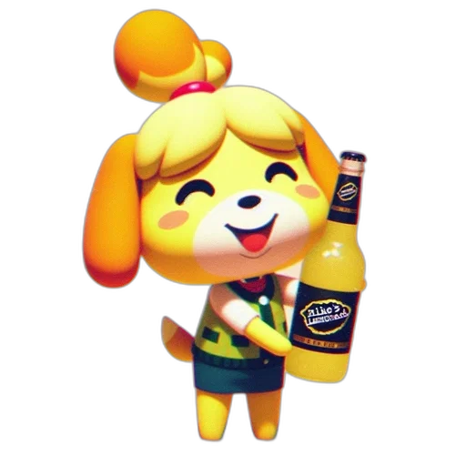 bottle, animal, staff, food, 3d render, pixel art, concept art, vaporwave transparent PNG cut-out