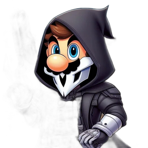 jacket, mask, staff, weapon, concept art, cartoon, 3d render, pixel art transparent PNG cut-out