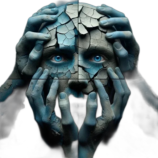 mask, face, creature, concept art, photorealistic, 3d render, fantasy art, blue transparent PNG cut-out