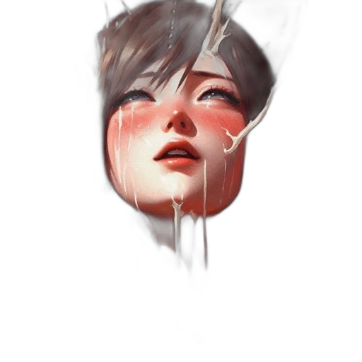 face, mask, creature, umbrella, concept art, fantasy art, photorealistic, watercolor transparent PNG cut-out