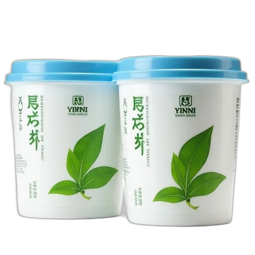 two, identical, white, containers, blue, lids, placed, side transparent PNG cut-out