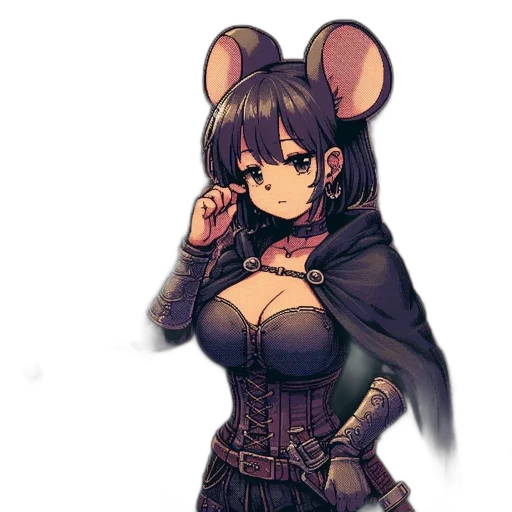 jacket, mask, weapon, dress, cyberpunk, pixel art, anime, concept art transparent PNG cut-out