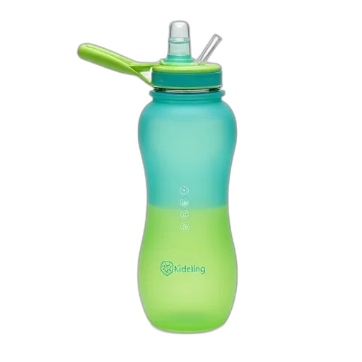 bottle, green, blue, kidzling, water, clear, plastic, lid transparent PNG cut-out