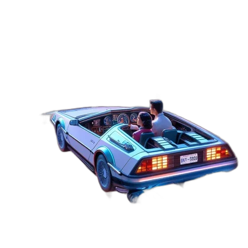 car, robot, weapon, vaporwave, concept art, 3d render, cyberpunk, blue transparent PNG cut-out