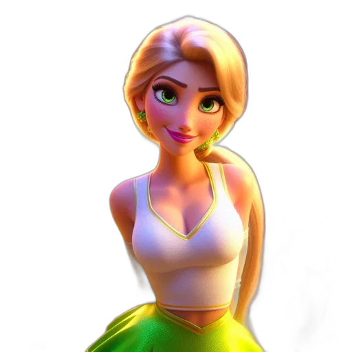 dress, staff, face, jewelry, 3d render, concept art, cartoon, fantasy art transparent PNG cut-out