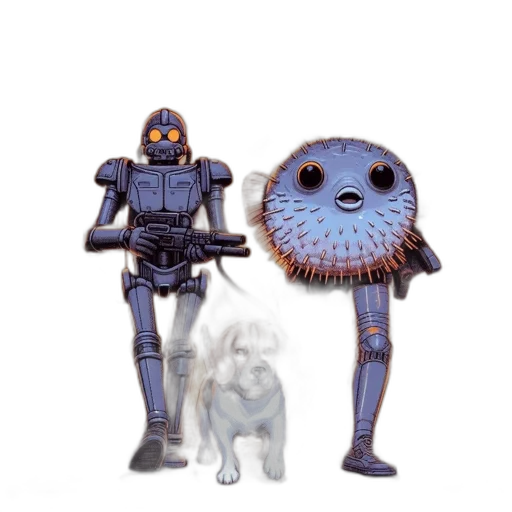 robot, creature, animal, concept art, 3d render, pixel art, fantasy art, outer space transparent PNG cut-out