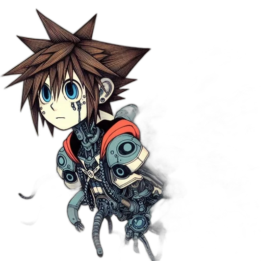 robot, weapon, creature, concept art, pixel art, 3d render, anime, blue transparent PNG cut-out