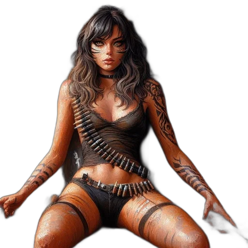 fantasy art, concept art, comic book art, photorealistic, woman, feline, traits, wears transparent PNG cut-out