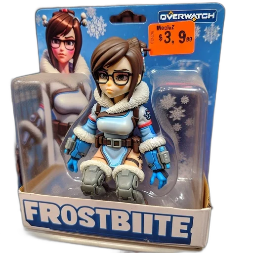 concept art, overwatch, toy, figurine, featuring, frostbite, displayed, against transparent PNG cut-out