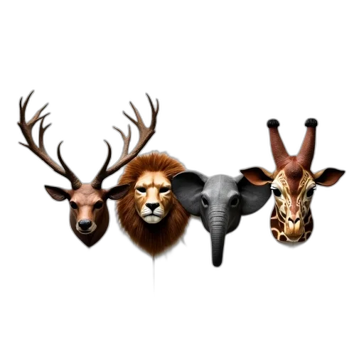 mask, animal, crown, jewelry, concept art, 3d render, photorealistic, fantasy art transparent PNG cut-out