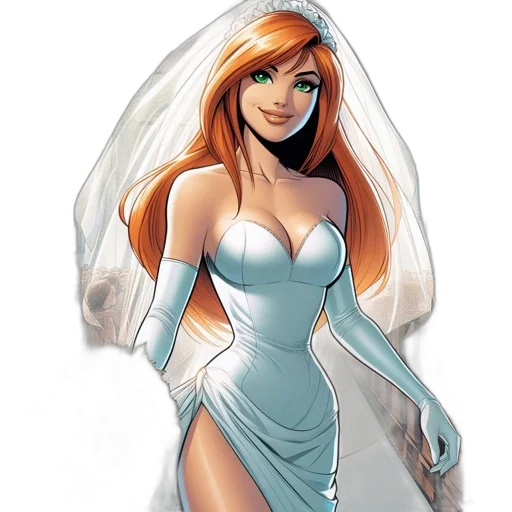 dress, comic book art, concept art, cartoon, fantasy art, woman, red, hair transparent PNG cut-out