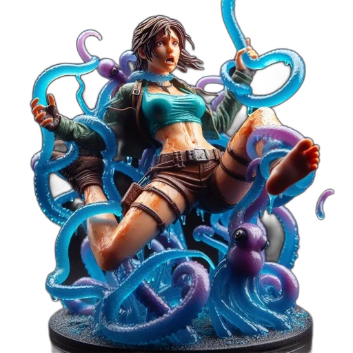 concept art, fantasy art, underwater, detailed, figurine, female, character, dynamic transparent PNG cut-out
