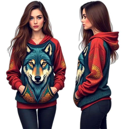 jacket, animal, fantasy art, pixel art, photorealistic, concept art, red, colorful transparent PNG cut-out