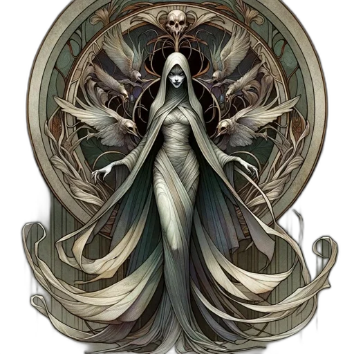 creature, dress, jewelry, fantasy art, concept art, comic book art, pixel art, dark transparent PNG cut-out
