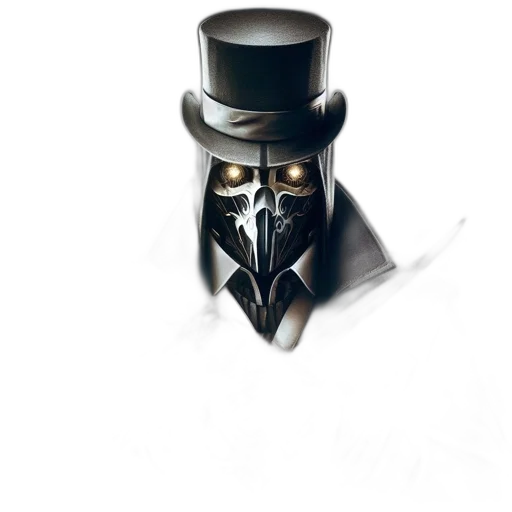 mask, robot, crown, hat, concept art, fantasy art, comic book art, photorealistic transparent PNG cut-out